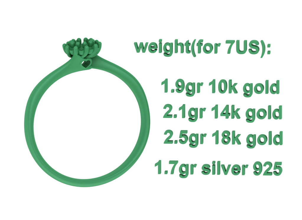 Engagement ring  122 centr 3mm stone 3D print model_9