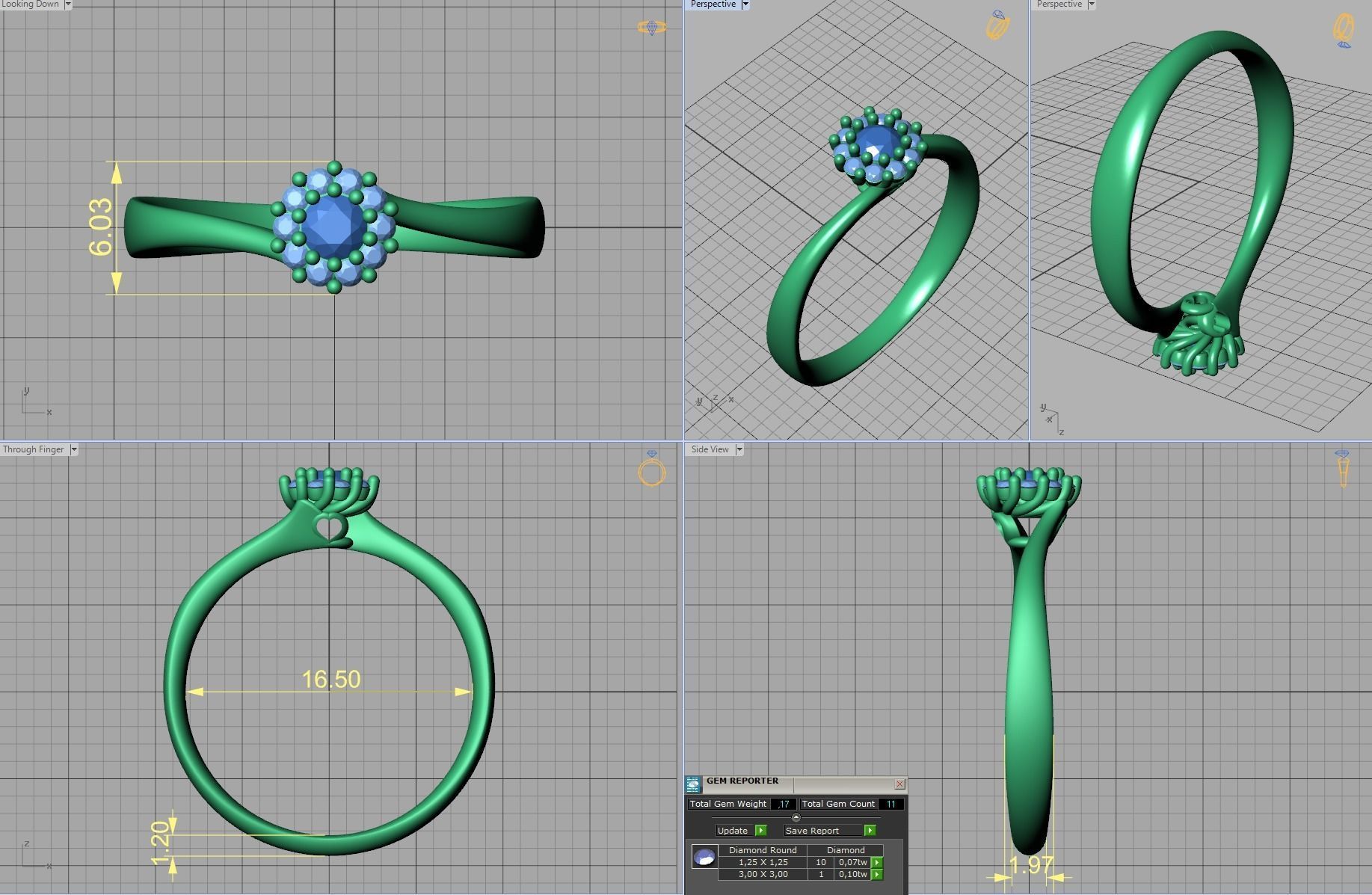 Engagement ring  122 centr 3mm stone 3D print model_7