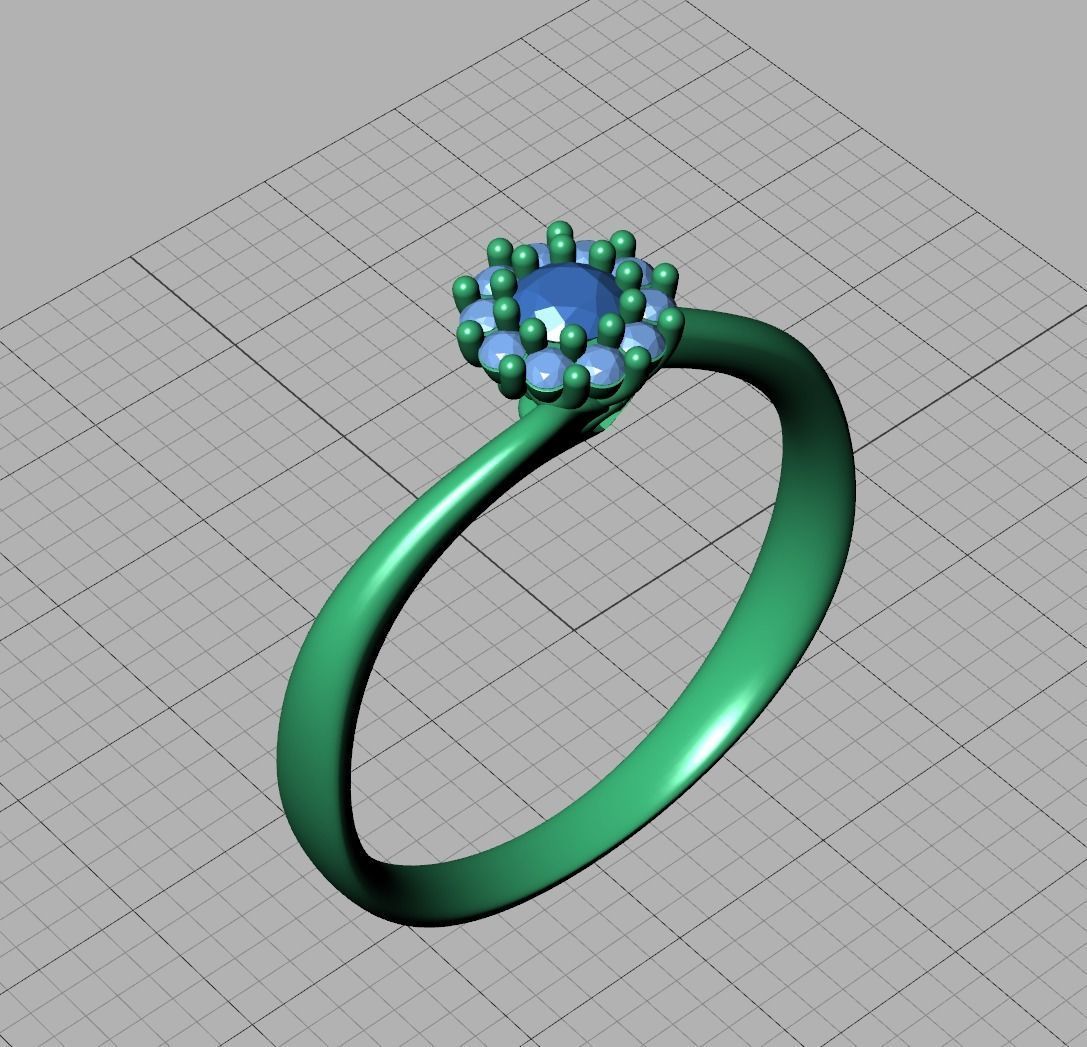 Engagement ring  122 centr 3mm stone 3D print model_32