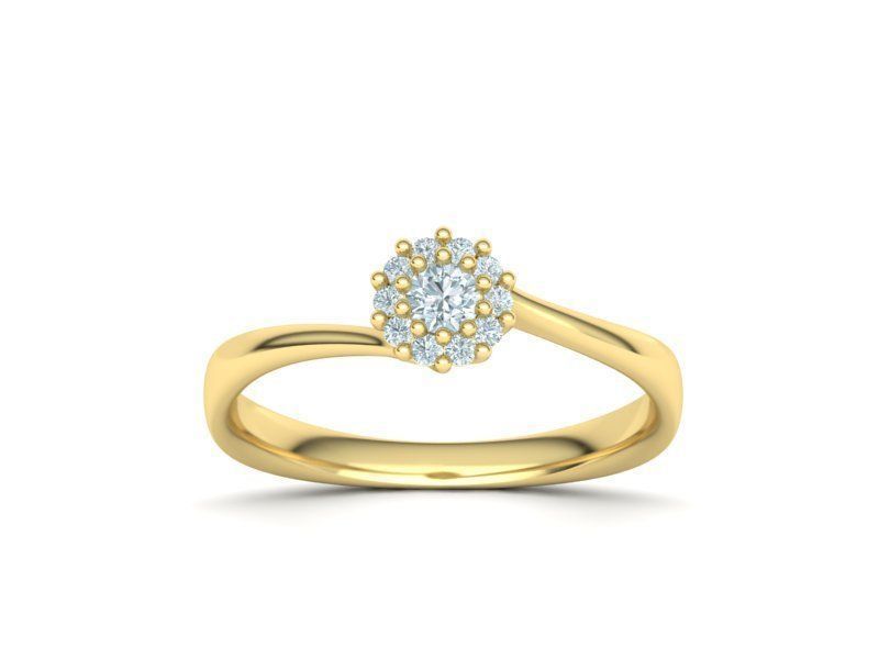 Engagement ring  122 centr 3mm stone 3D print model_23