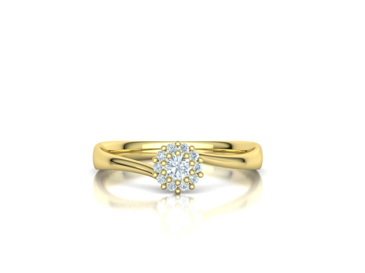 Engagement ring  122 centr 3mm stone 3D print model_12