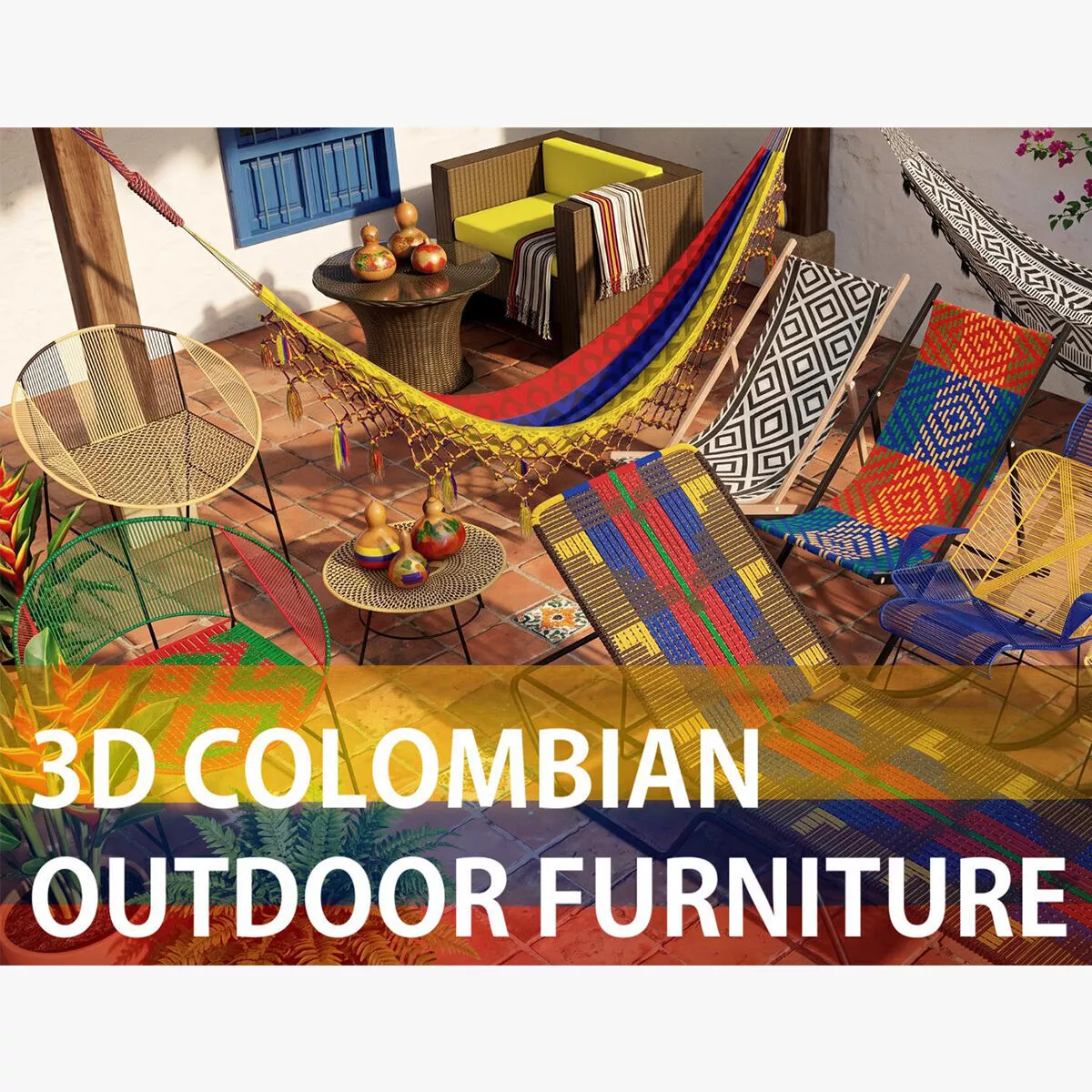 COLOMBIAN OUTDOOR FURNITURE 3D model