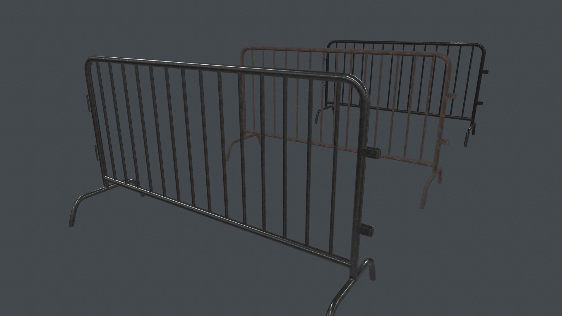 Traffic Fence PBR Game Ready Low-poly 3D model_0