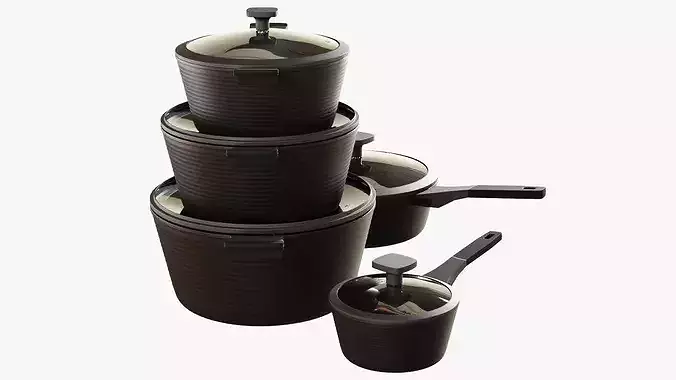 Cookware set 3D model 4