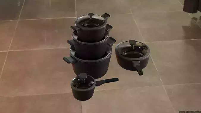 Cookware set 3D model 2
