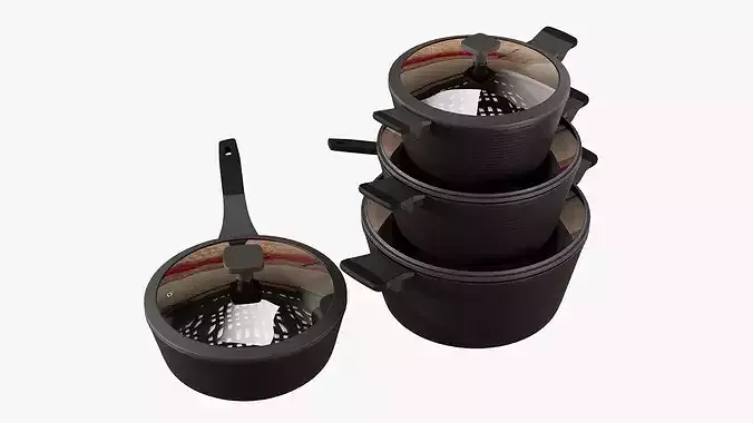 Cookware set 3D model 7