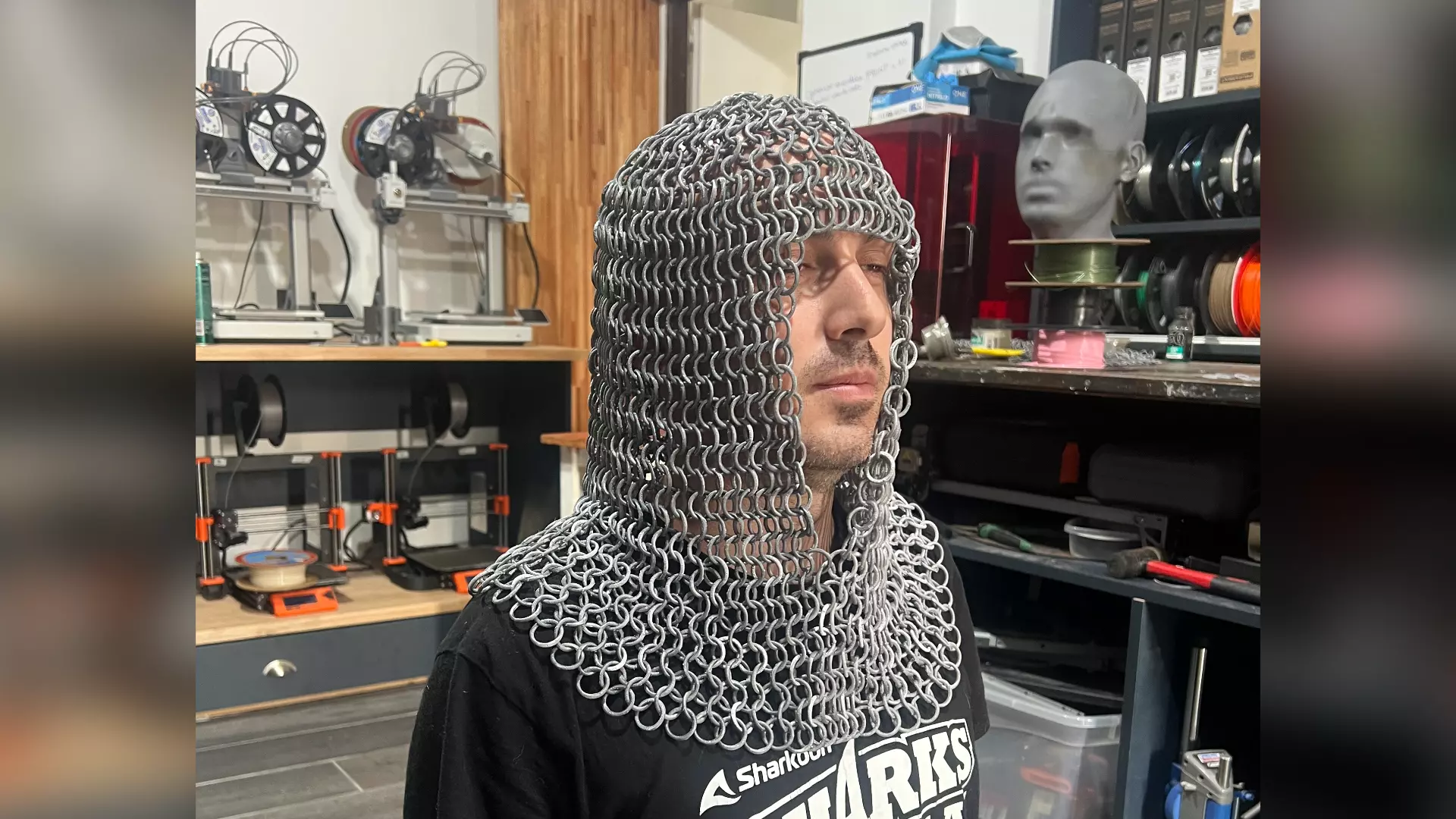 Radial Pattern Chainmail Coif Cosplay Prop 3D print model
