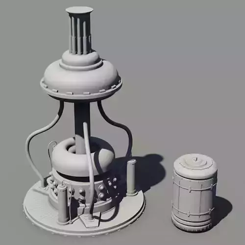 Sci-fi asset with container - high-poly