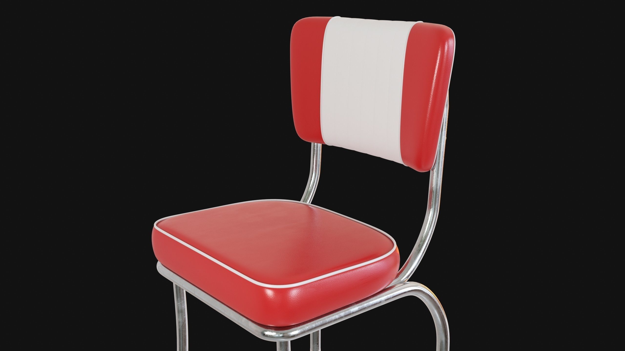 Retro Diner 50s Chair  Low-poly 3D model_3
