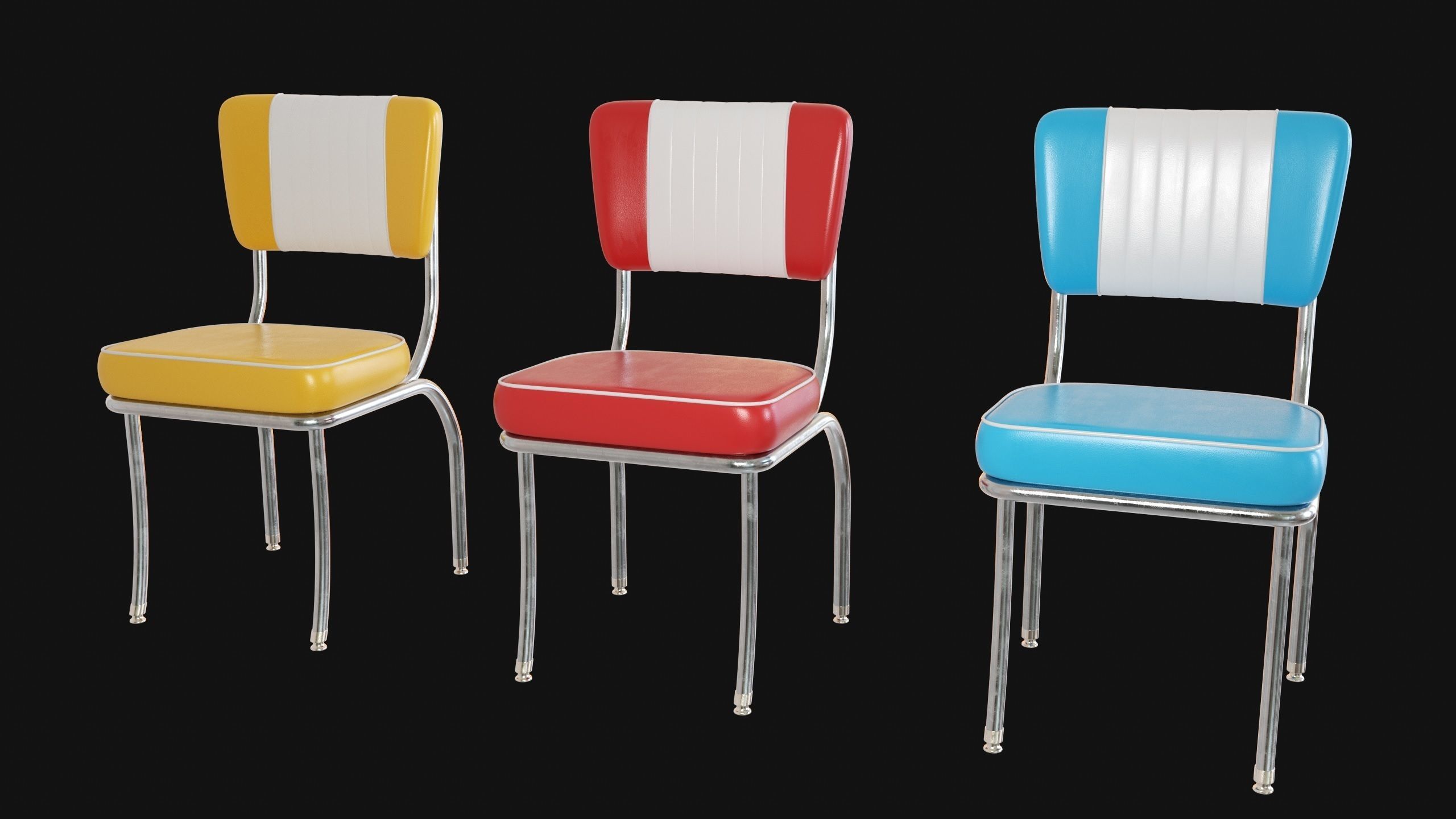 Retro Diner 50s Chair  Low-poly 3D model_8