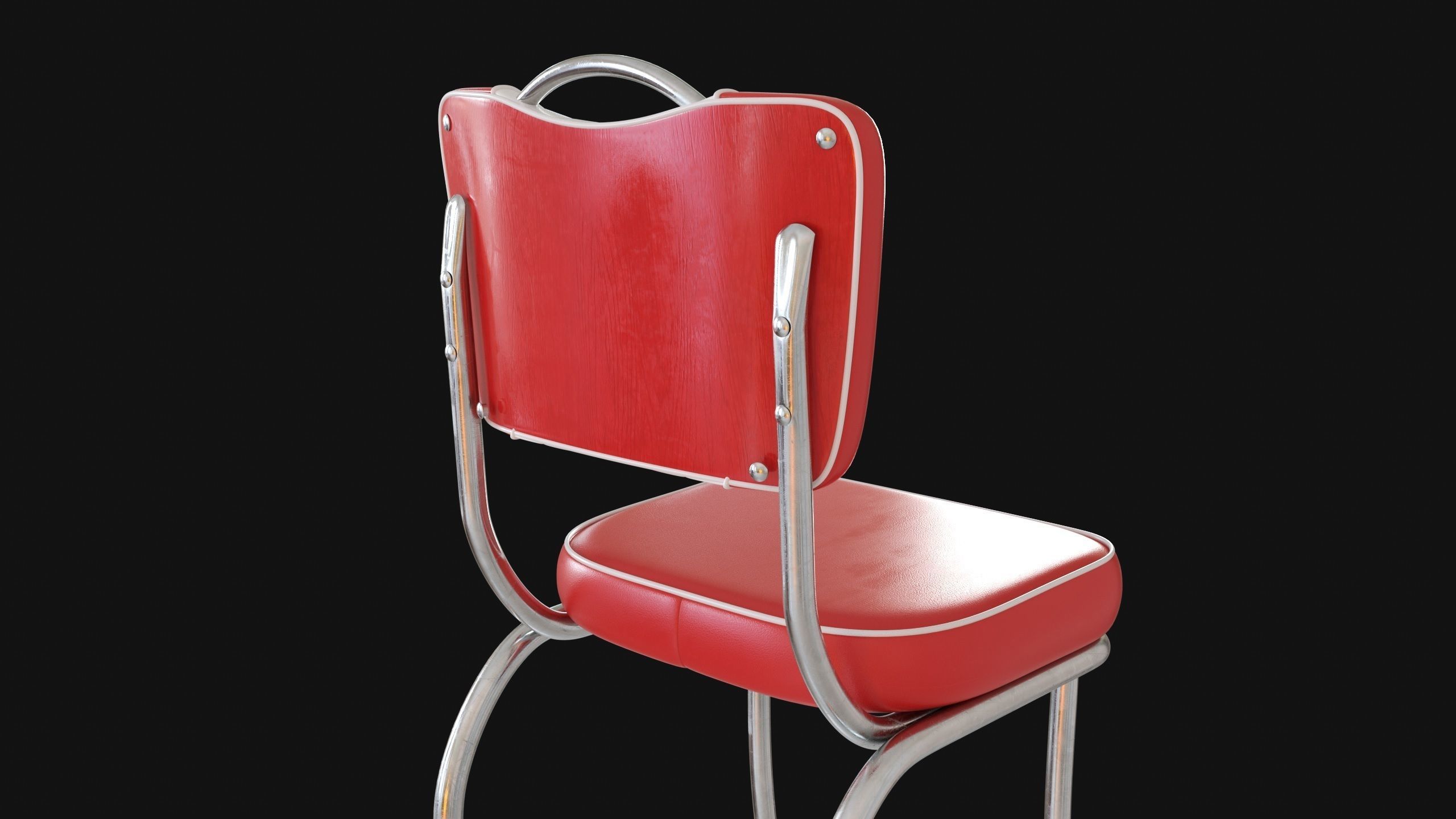 Retro Diner 50s Chair  Low-poly 3D model_6