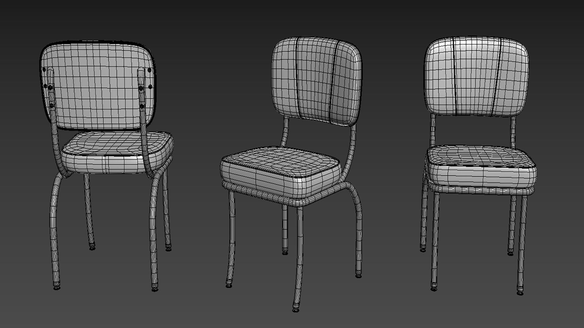 Retro Diner 50s Chair  Low-poly 3D model_10