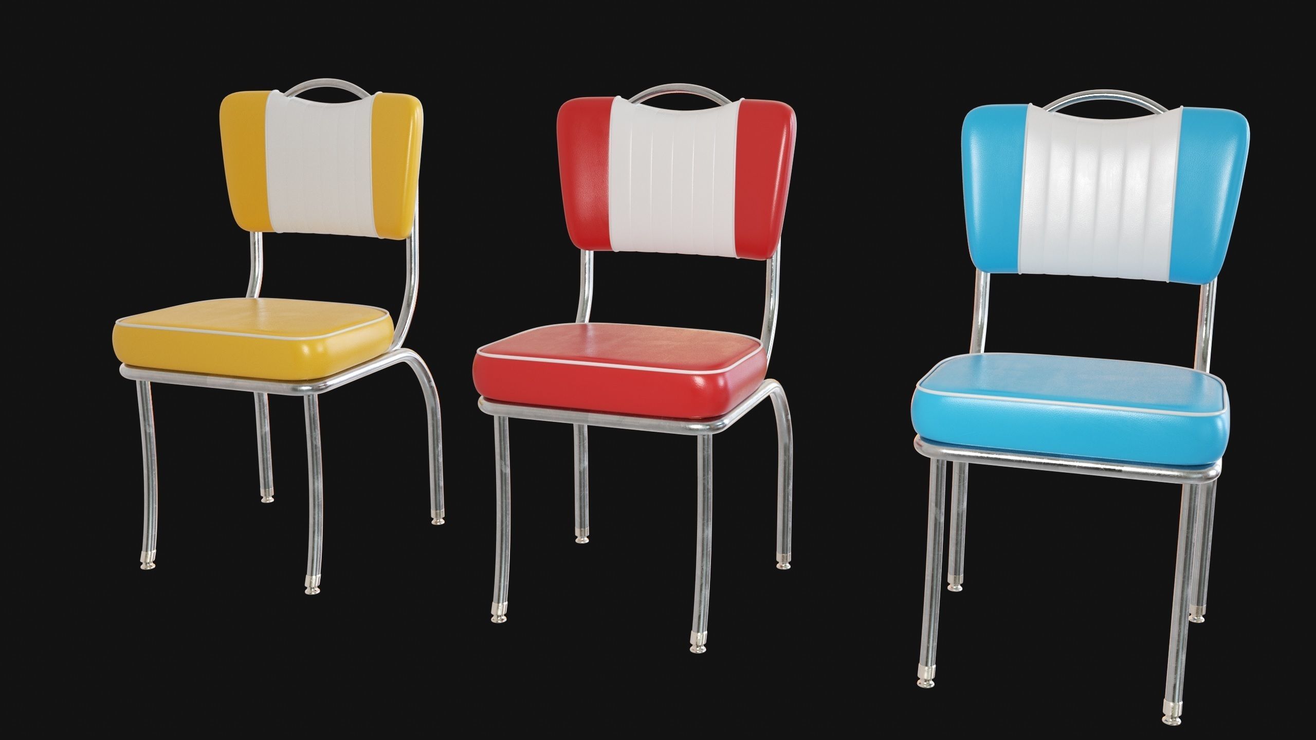 Retro Diner 50s Chair  Low-poly 3D model_9