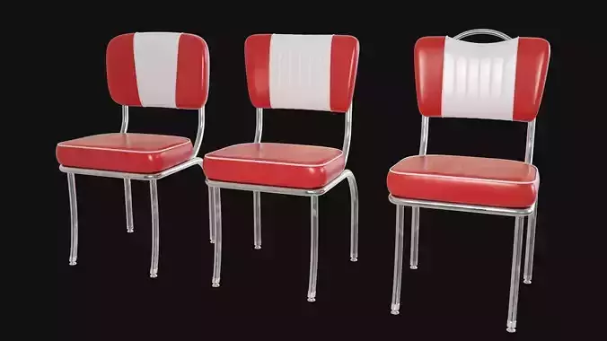 Retro Diner 50s Chair  Low-poly 3D model
