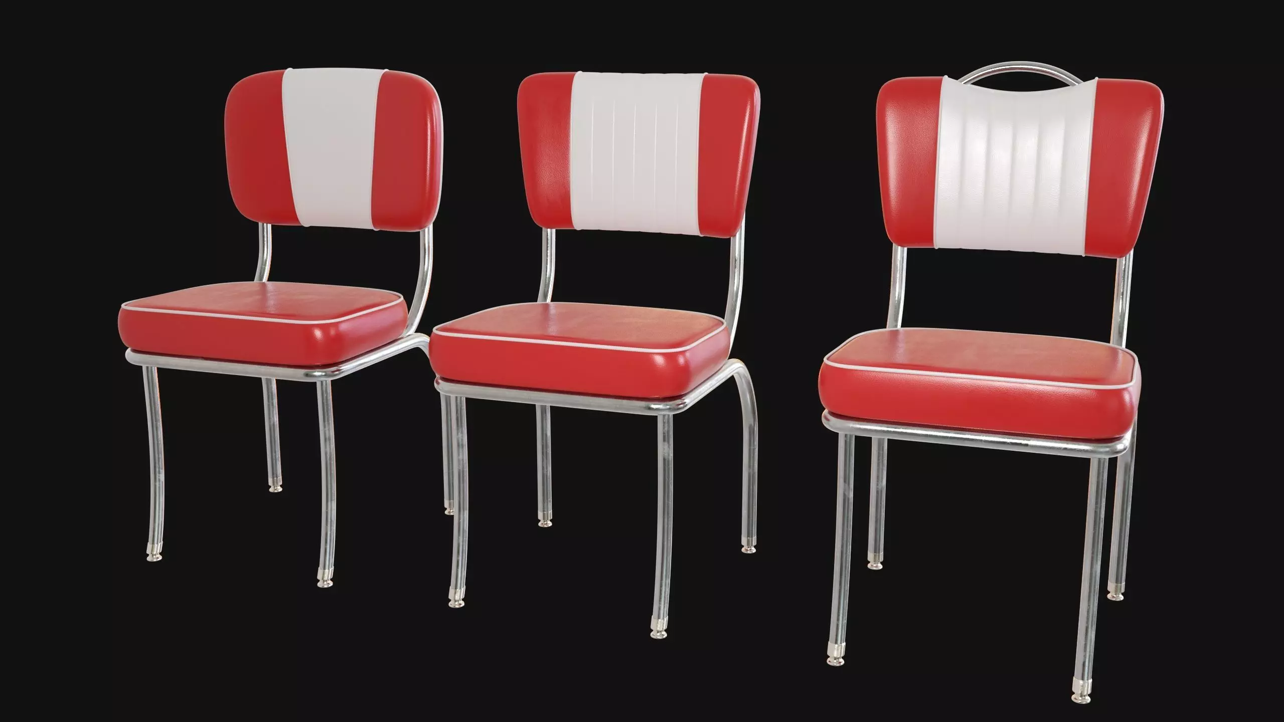 Retro Diner 50s Chair  Low-poly 3D model_0