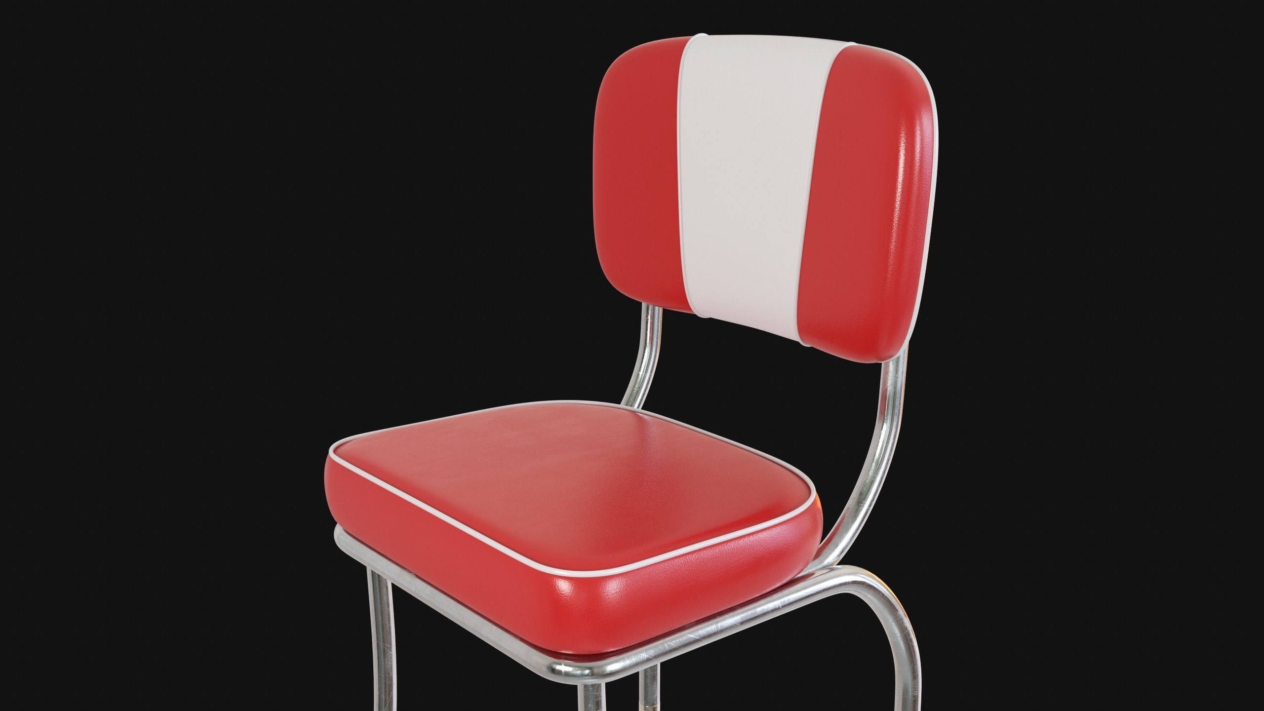 Retro Diner 50s Chair  Low-poly 3D model_1