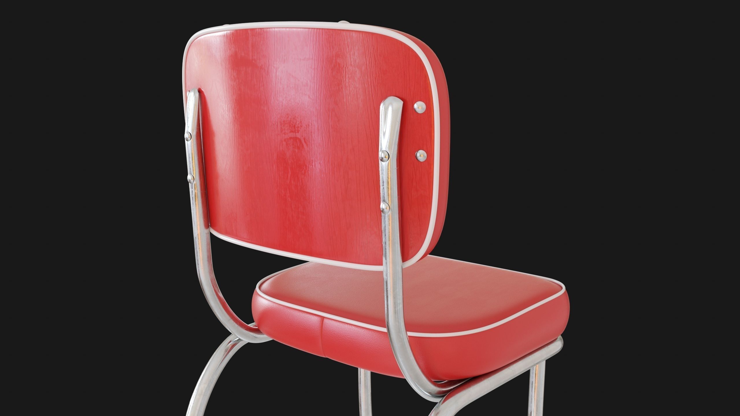 Retro Diner 50s Chair  Low-poly 3D model_2