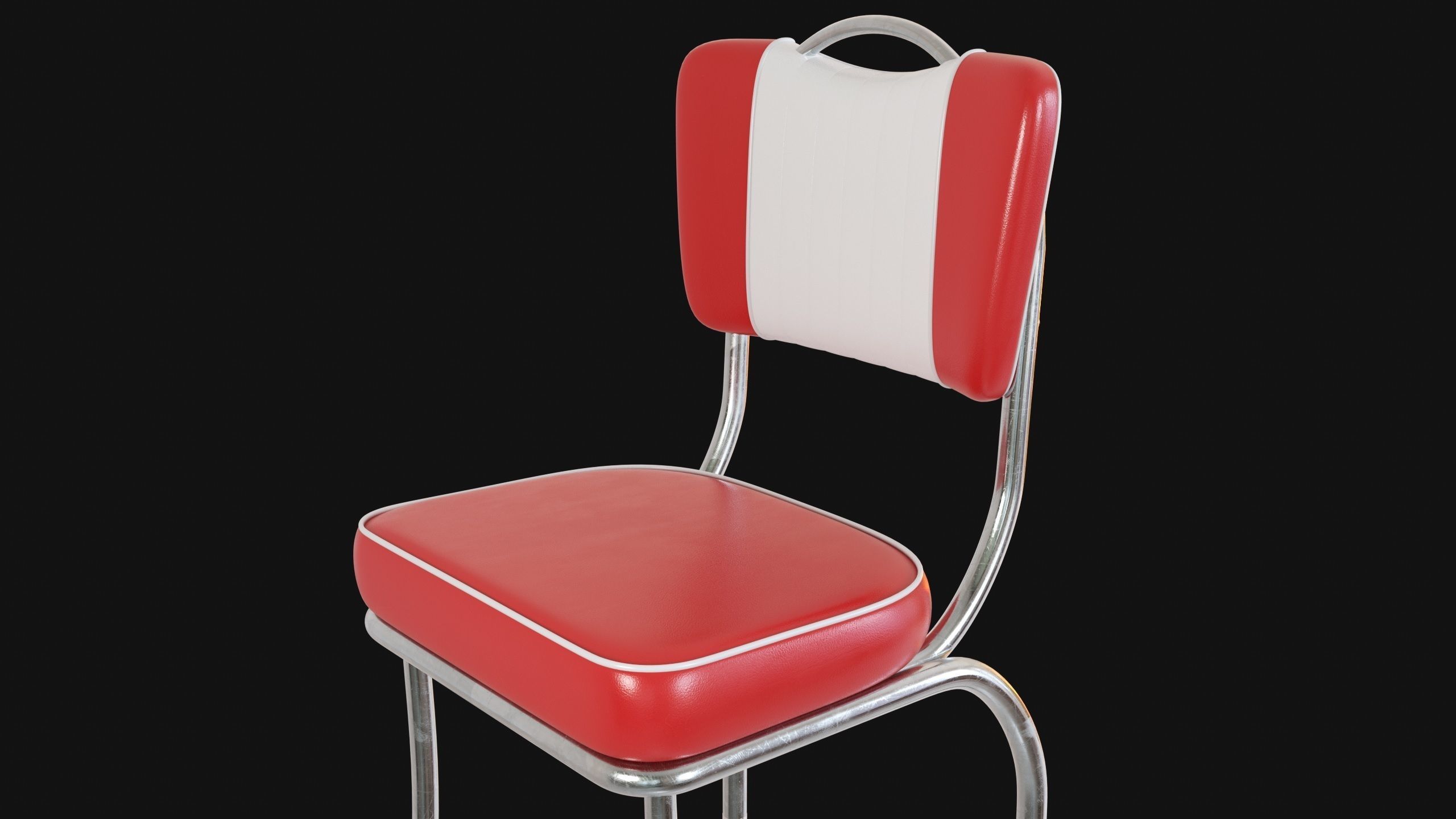 Retro Diner 50s Chair  Low-poly 3D model_5