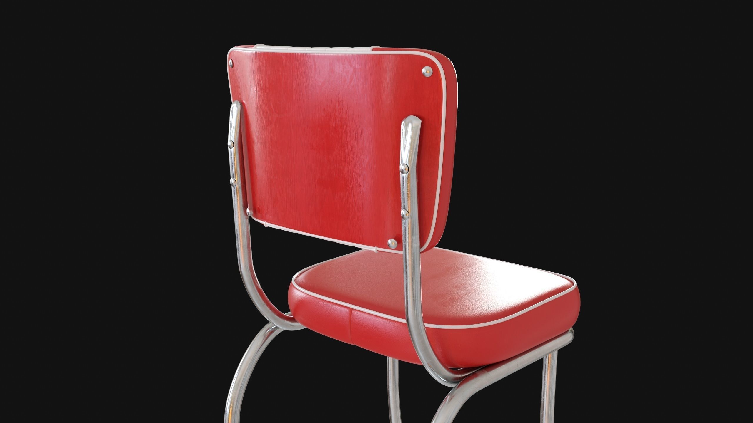 Retro Diner 50s Chair  Low-poly 3D model_4