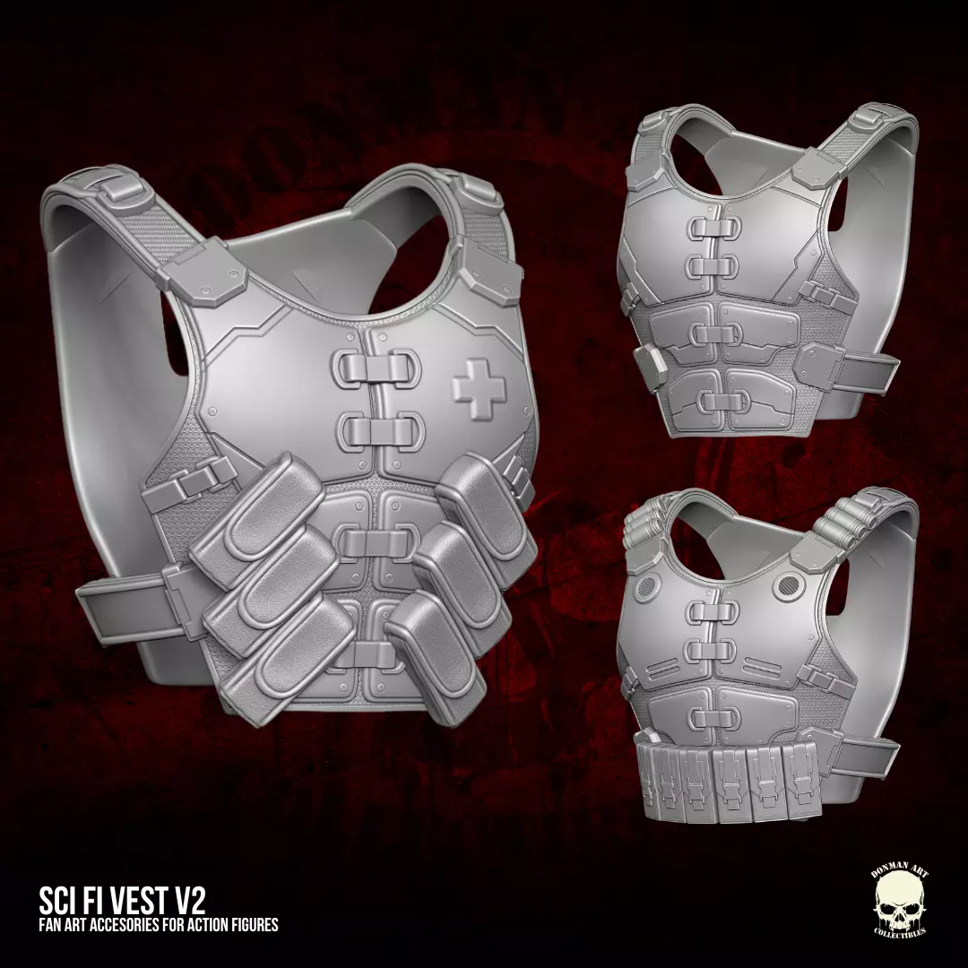Scifi Vest Collection 3D Printable Files for Action Figures 3D print model