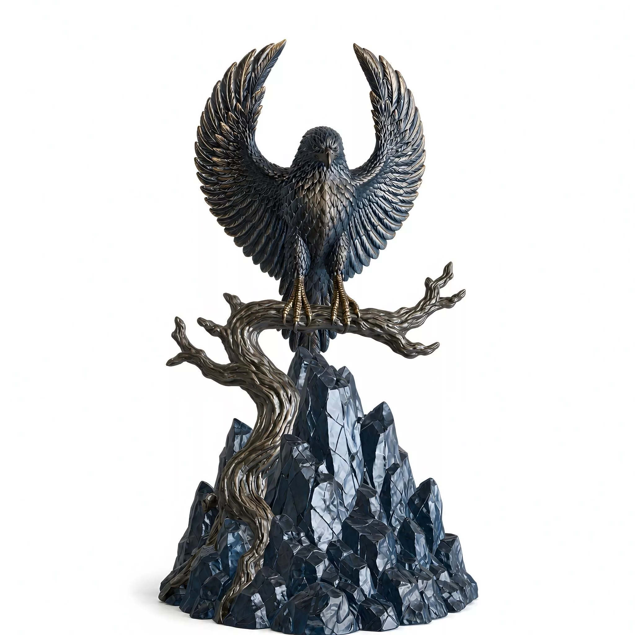 Eagle on Tree Trunk 3D Print Model 3D print model