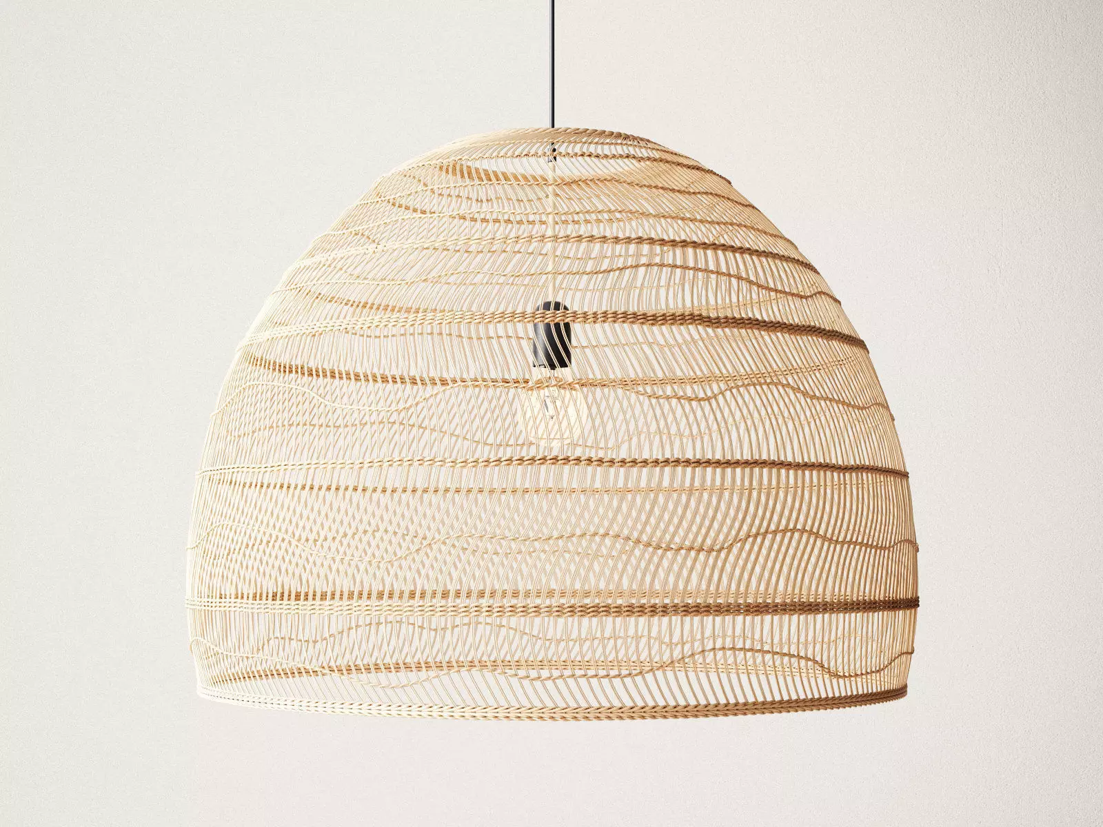 Wicker Hanging Lamp Large 3D model_0