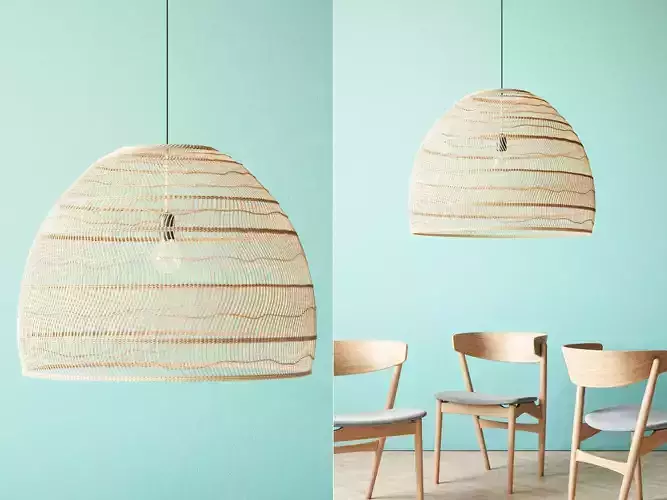 Wicker Hanging Lamp Large