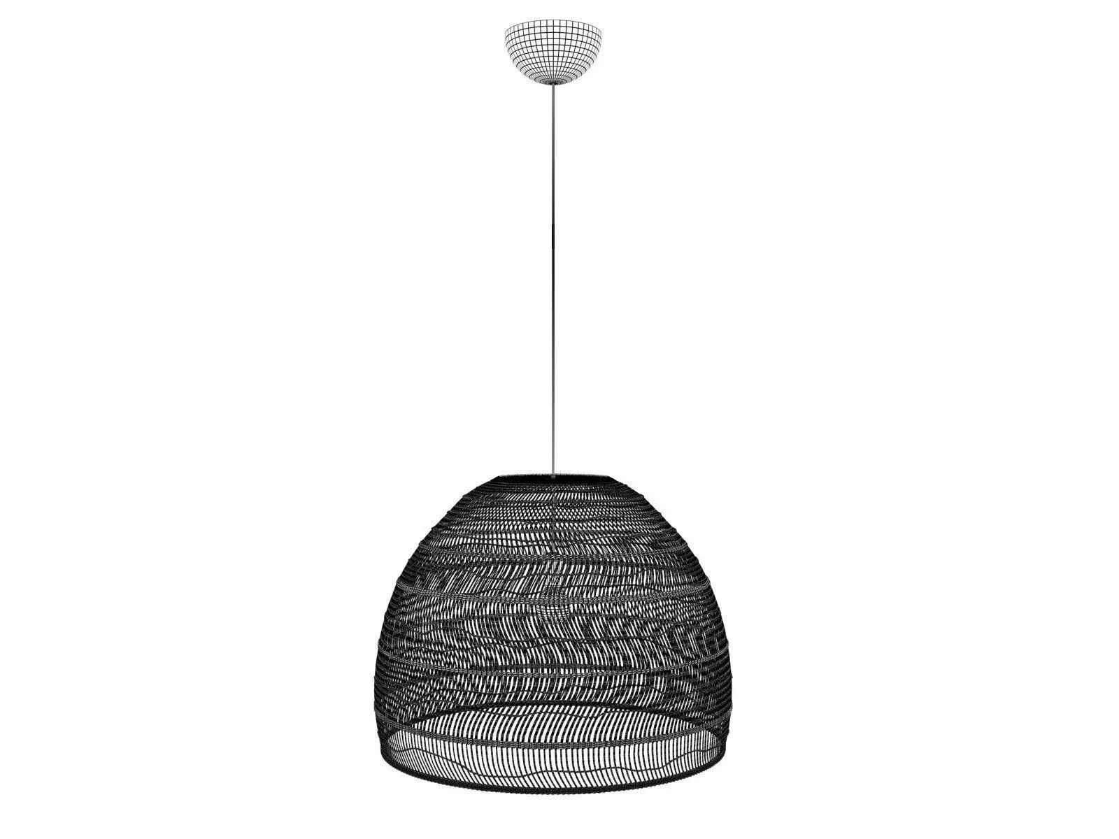 Wicker Hanging Lamp Large 3D model_2