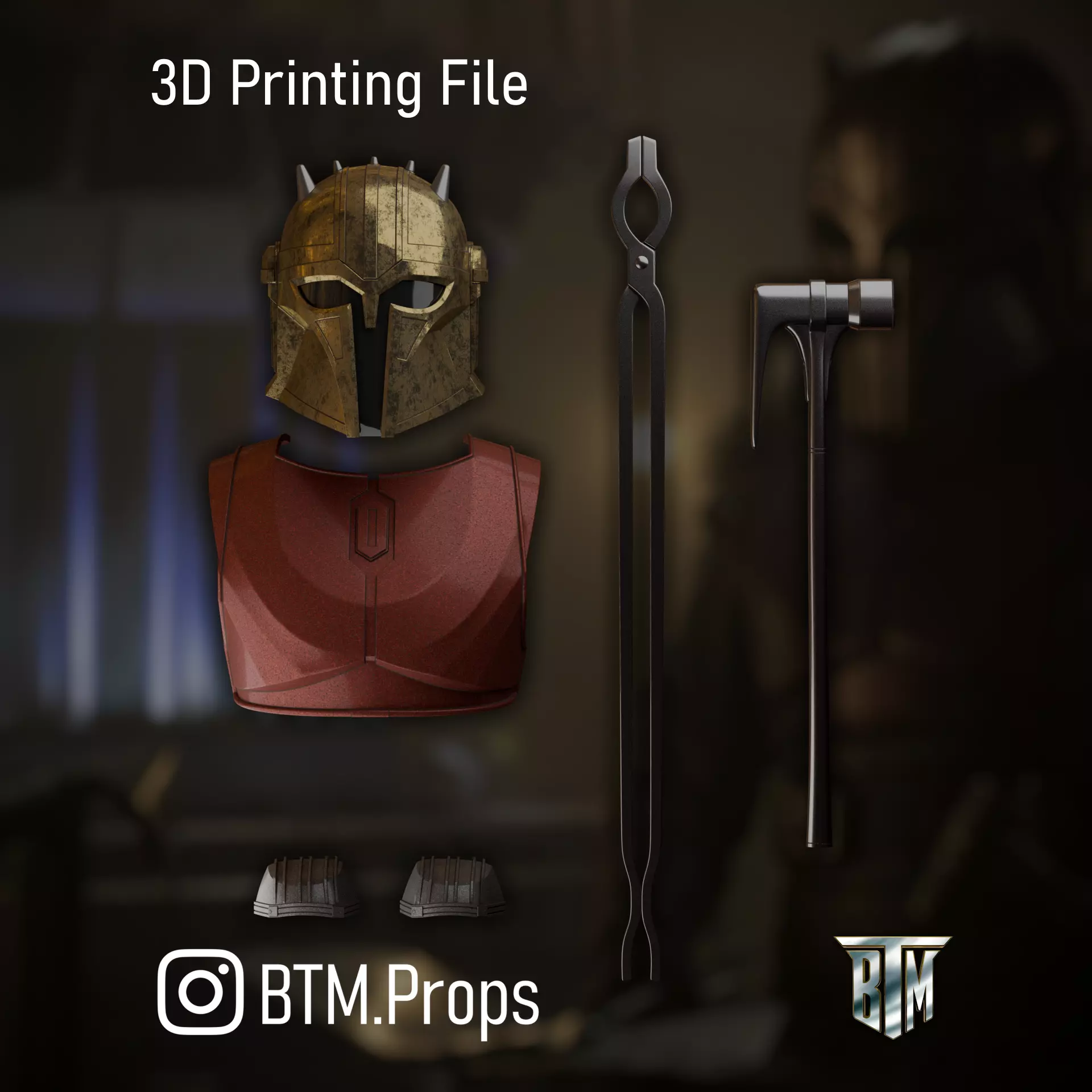 The Mandalorian Armorer Helmet Body Armor and Tools 3D print model