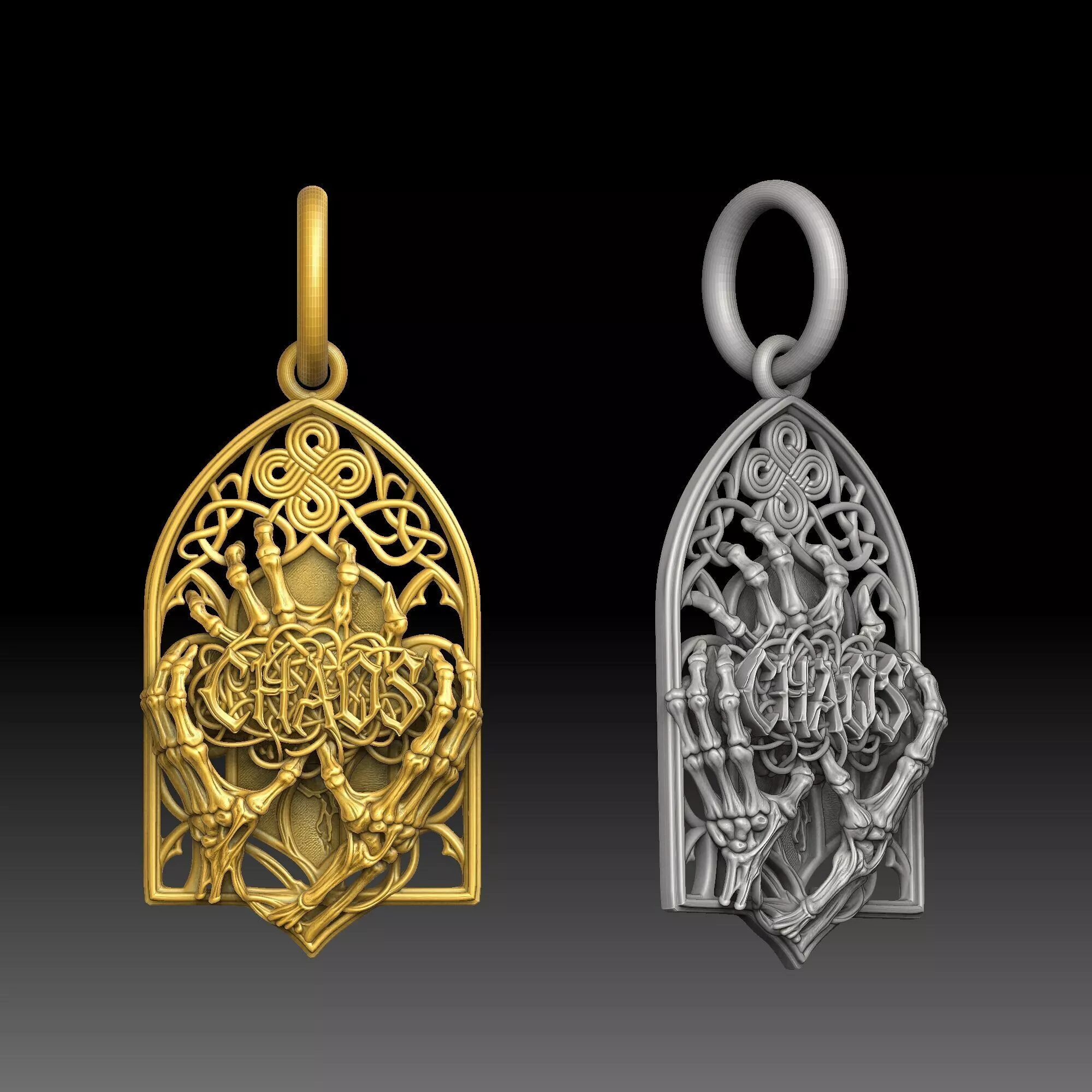 Chaos Order - one inch pendant 3D print model