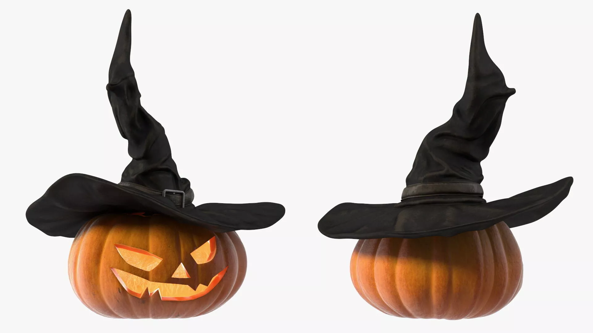 Glowing Jack O Lantern in Witch Hat 3D model