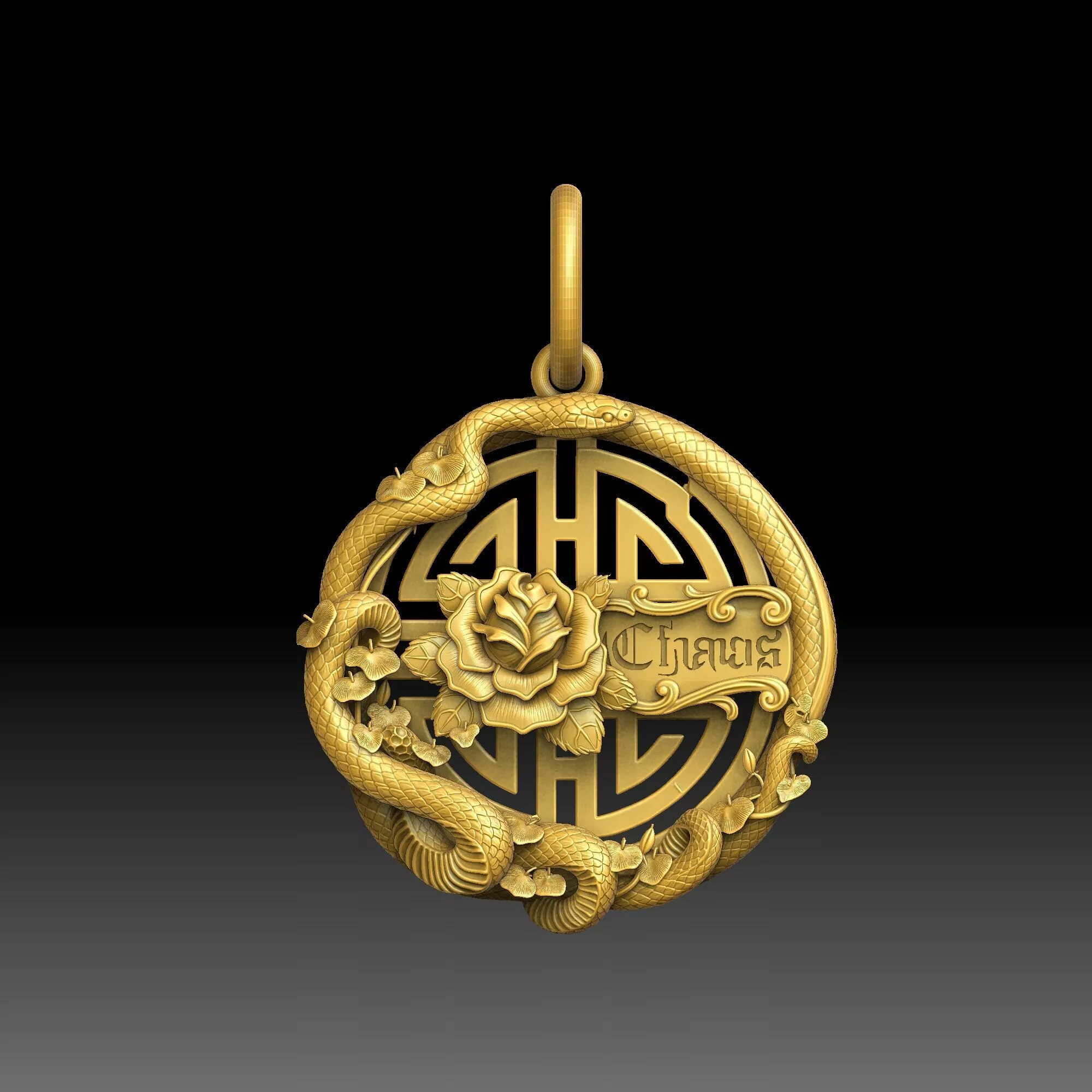 Chaos Order - one inch pendant 3D print model