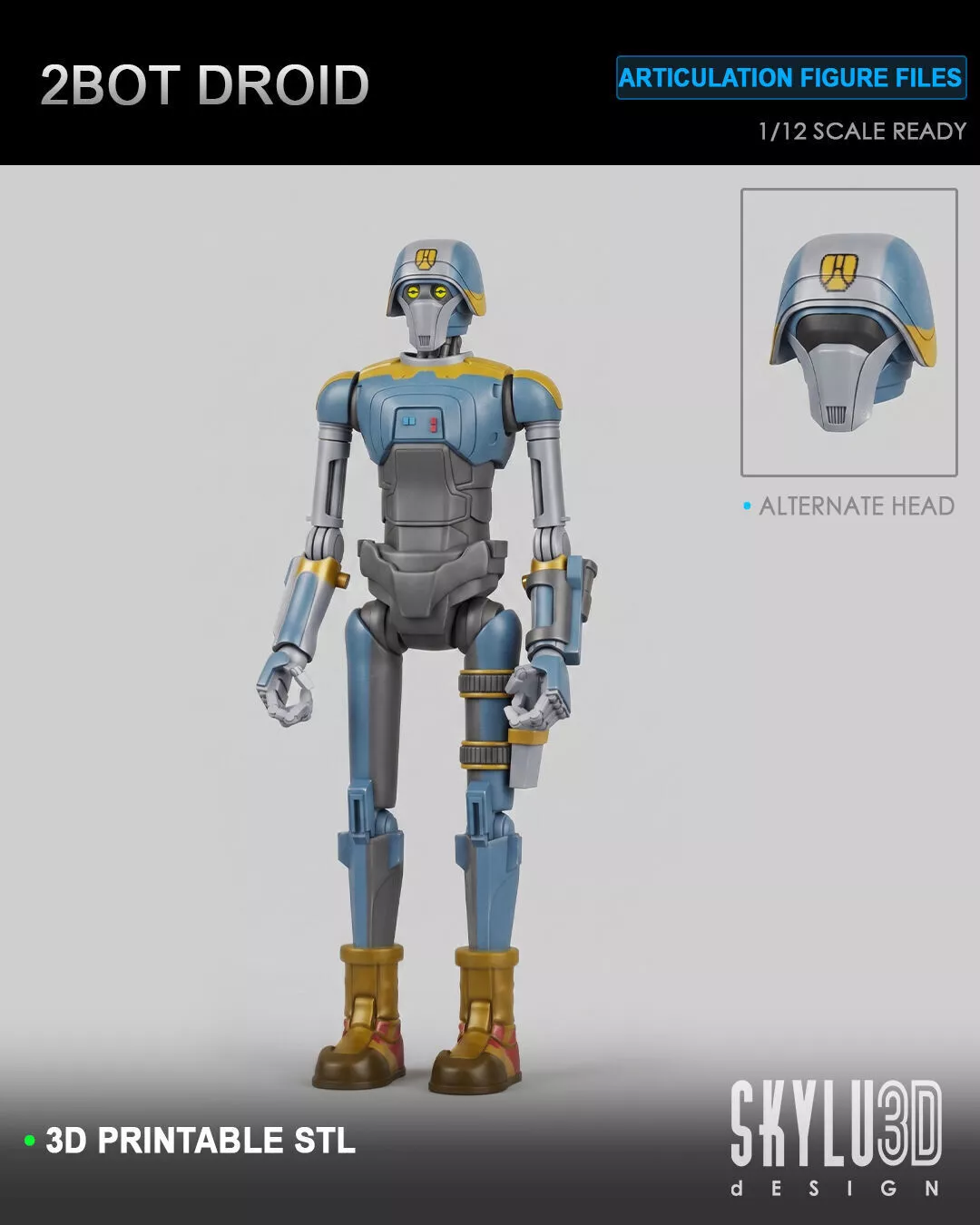 2BOT Plus Bonus One12 Scale Articulated Droid STL 3D print model