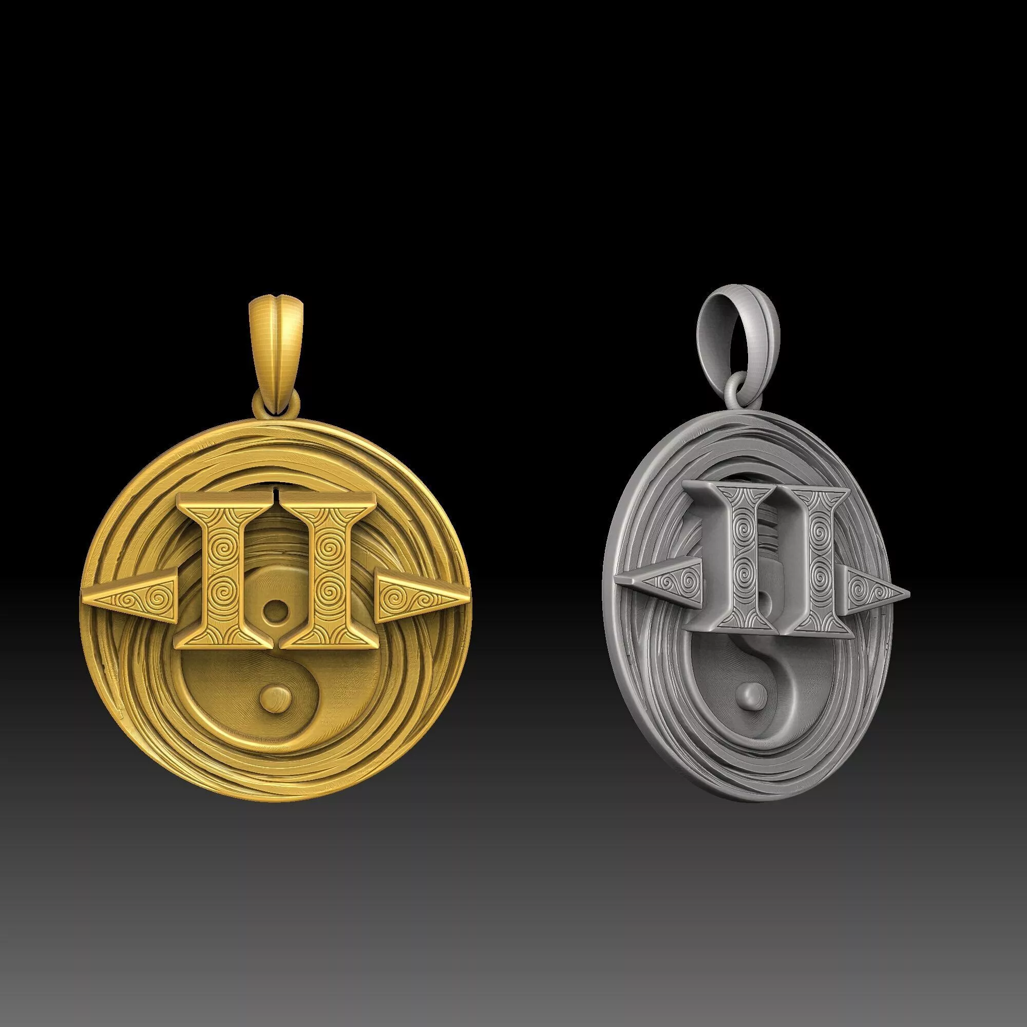 Duality Symbols - one inch pendant 3D print model