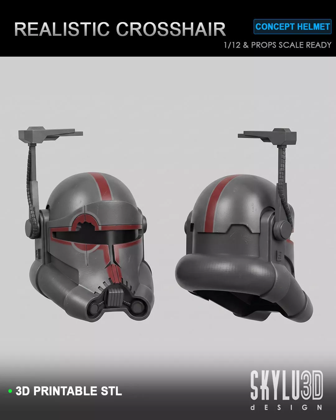 Realistic Crosshair Helmet Bundle STL 3D print model