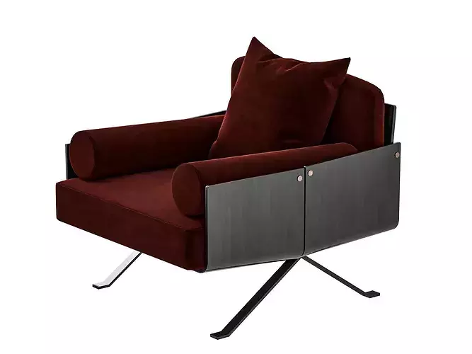 Modern Mixed Material Swivel Armchair Set Low-poly 3D model 3