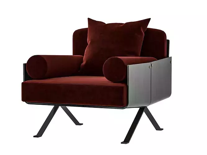 Modern Mixed Material Swivel Armchair Set Low-poly 3D model 6