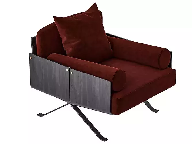 Modern Mixed Material Swivel Armchair Set Low-poly 3D model 5