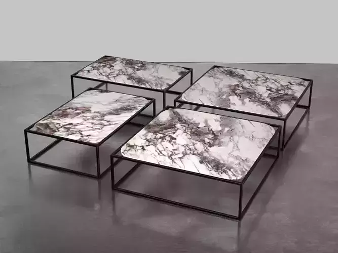 Paskal marble coffee table with metal frame