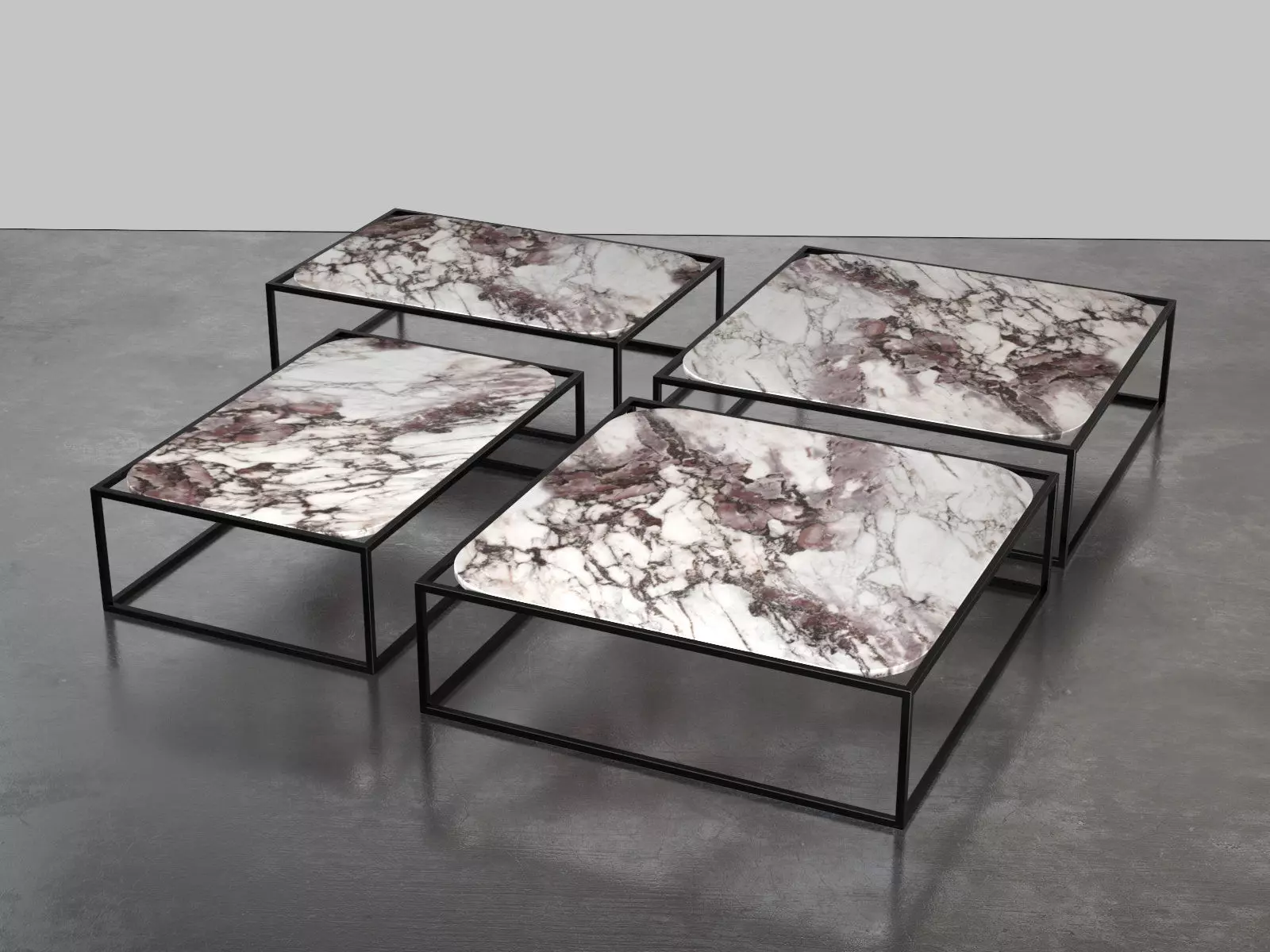 Paskal marble coffee table with metal frame 3D model_0