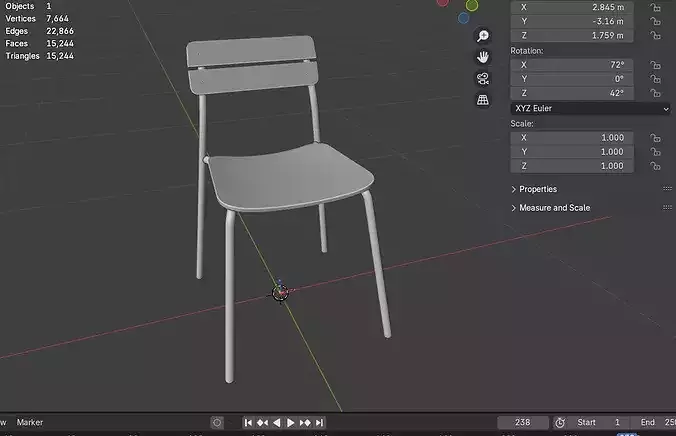 Marlow Industrial Slat-Back Dining Chair 02 Low-poly 3D model 6