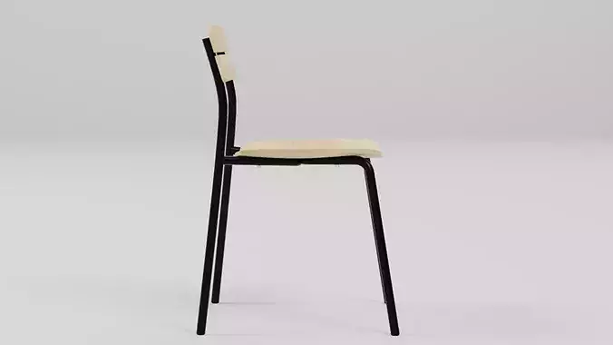 Marlow Industrial Slat-Back Dining Chair 02 Low-poly 3D model 3