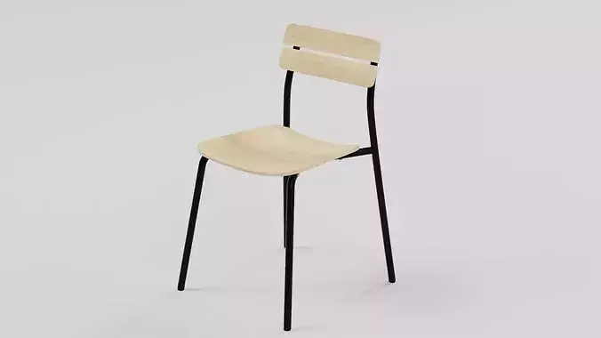Marlow Industrial Slat-Back Dining Chair 02 Low-poly 3D model