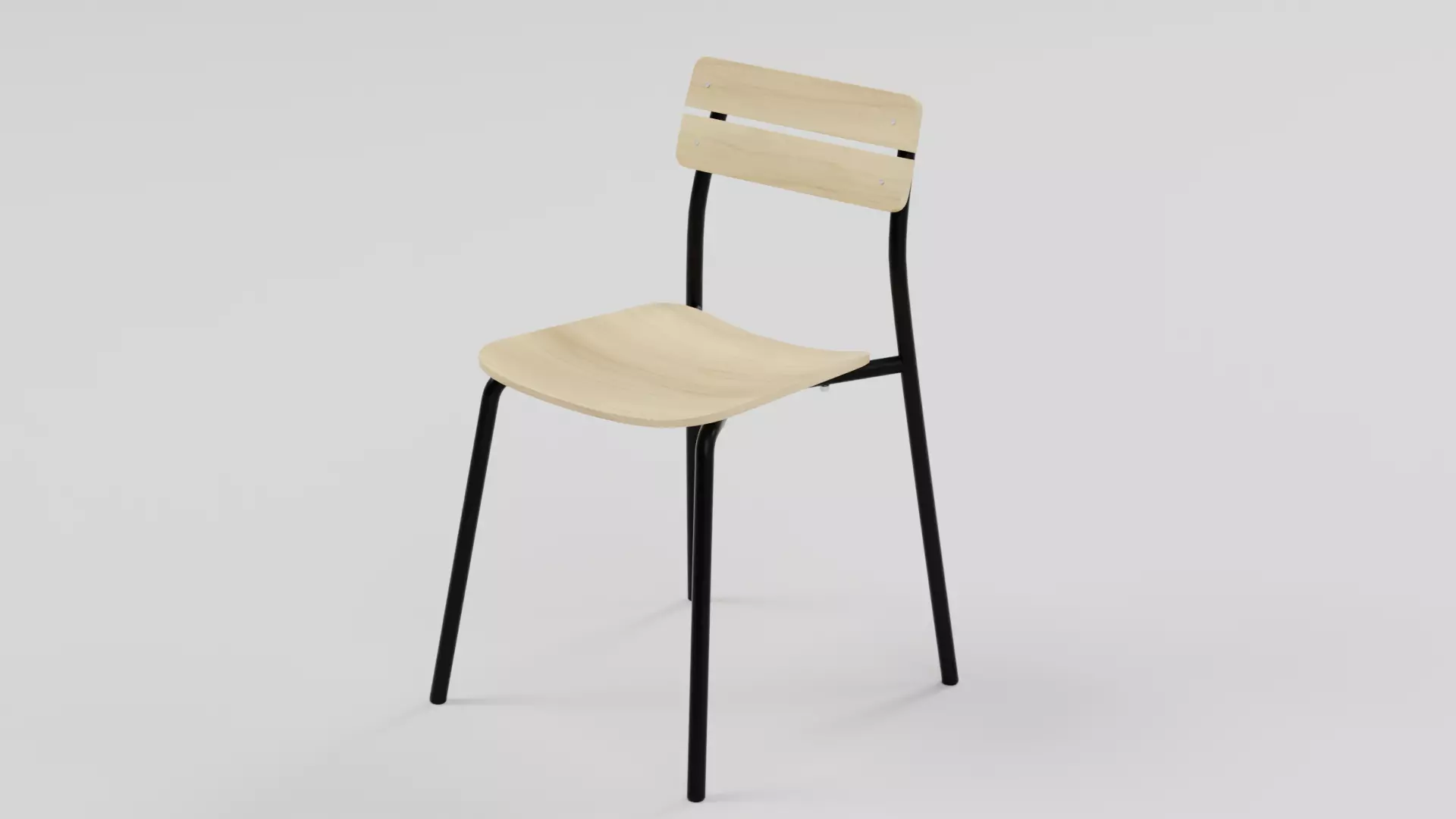 Marlow Industrial Slat-Back Dining Chair 02 Low-poly 3D model