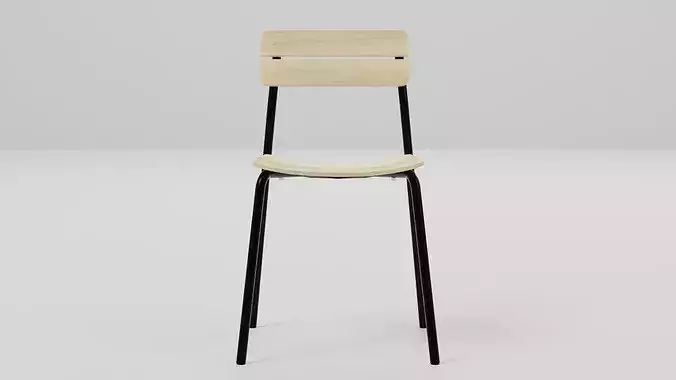 Marlow Industrial Slat-Back Dining Chair 02 Low-poly 3D model 2