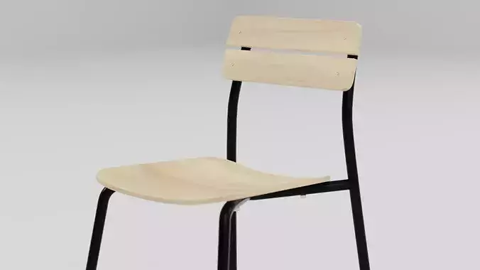 Marlow Industrial Slat-Back Dining Chair 02 Low-poly 3D model 5