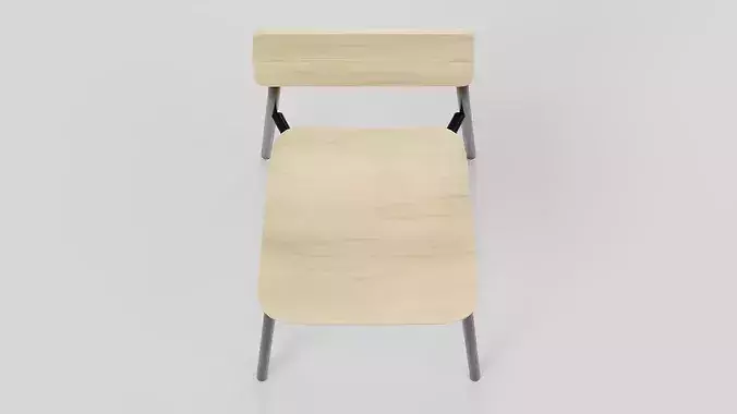 Marlow Industrial Slat-Back Dining Chair 02 Low-poly 3D model 4
