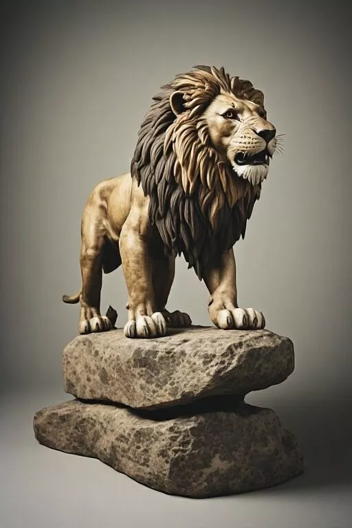 Lion Standing On Rock 3D print model