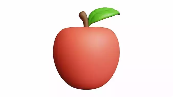 Apple Cartoon Stylized Fruits 3D model 2