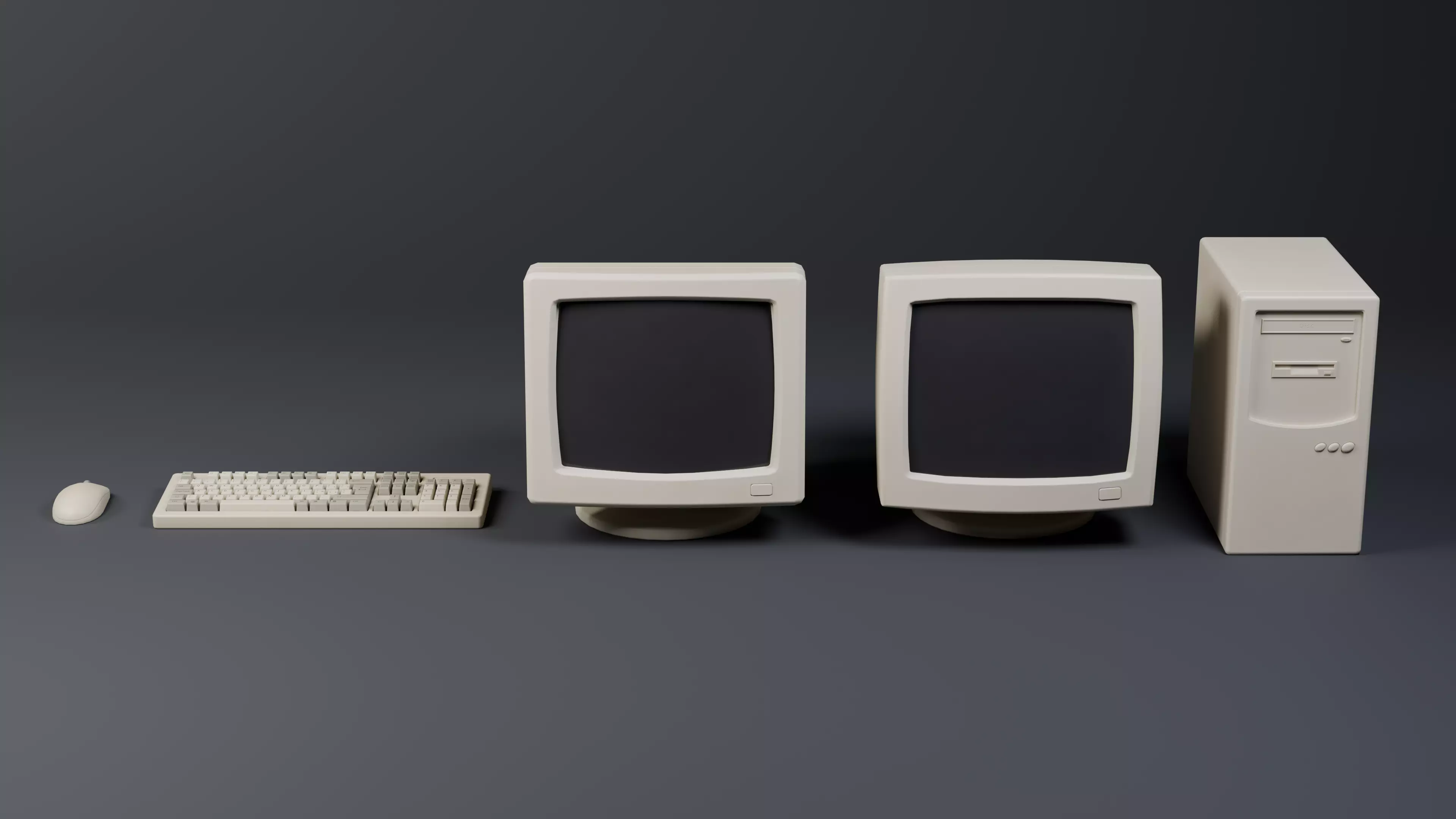 Stylized Realism Retro Computer Set - Game Ready Low-poly 3D model